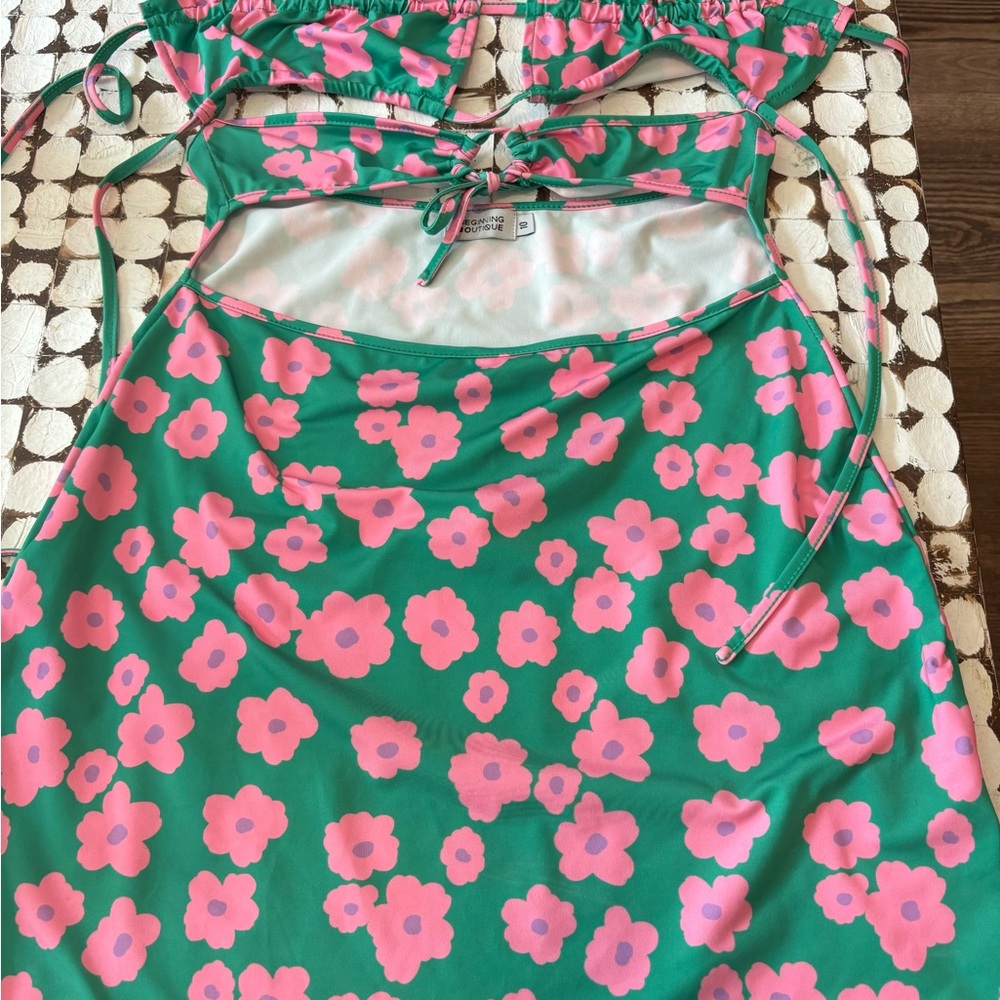 Floral Pink and Green Dress